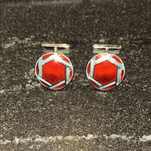 Berne’s DeWitt Red and Silver Cufflinks